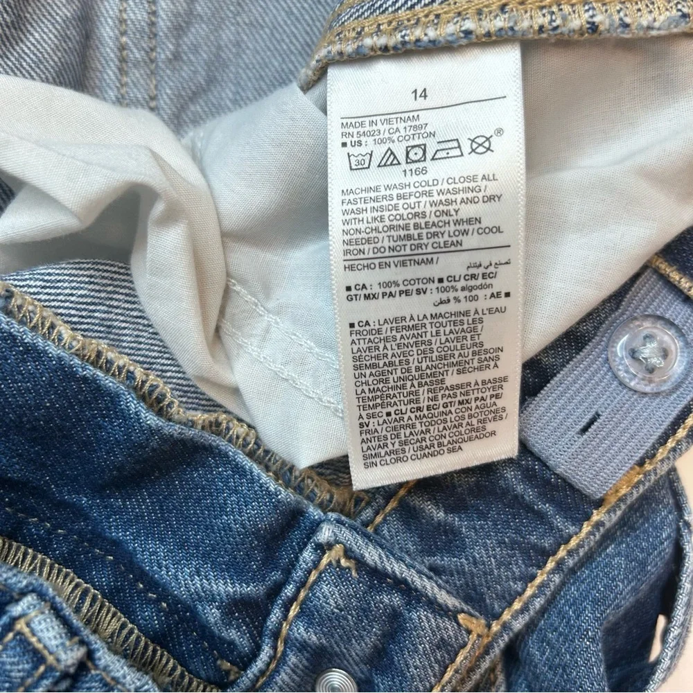 Old Navy Blue Denim Jeans High-Rise Relaxed Girl’s Size 14